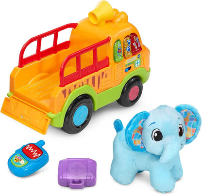 VTech Learn and Rescue Elephant Truck Pull Toy | Interactive Learning Rescue Truck with Plush Elephant, Lights, Sounds & Pretend Play for Toddlers