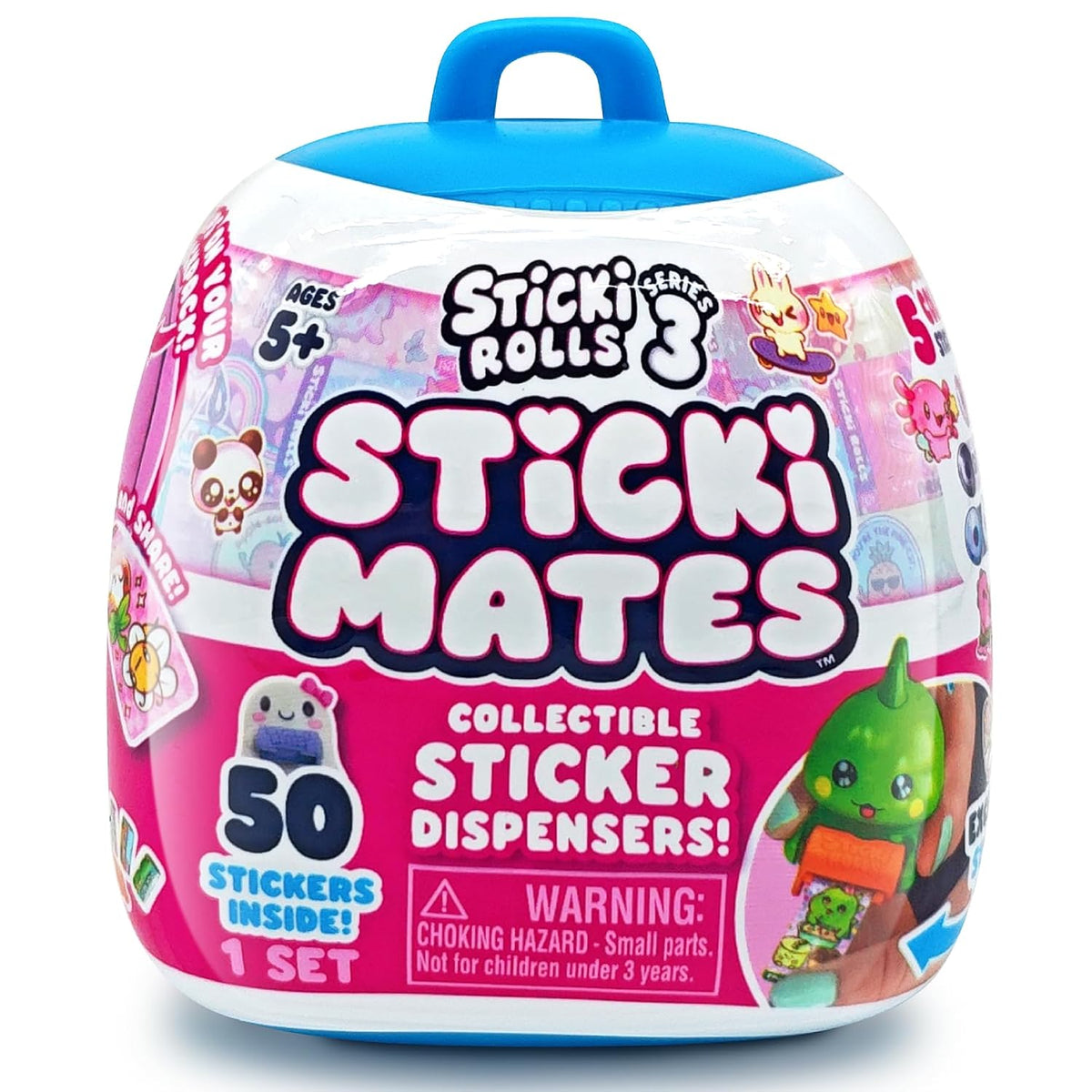 STICKI ROLLS Sticki Mates Blind Box Charm – Collectible Sticker Dispenser | Mystery Collectible, 5 Sticki Rolls, 50 Holographic Stickers, Built-In Sticker...