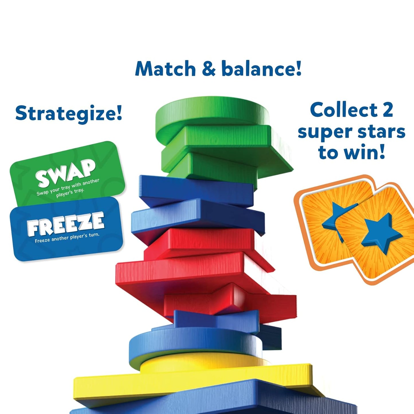 Skillmatics Board Game - 2 The Top, Matching & Balancing Game With A Twist, Match Colors & Shapes, Fun Family Friendly Game, For Kid