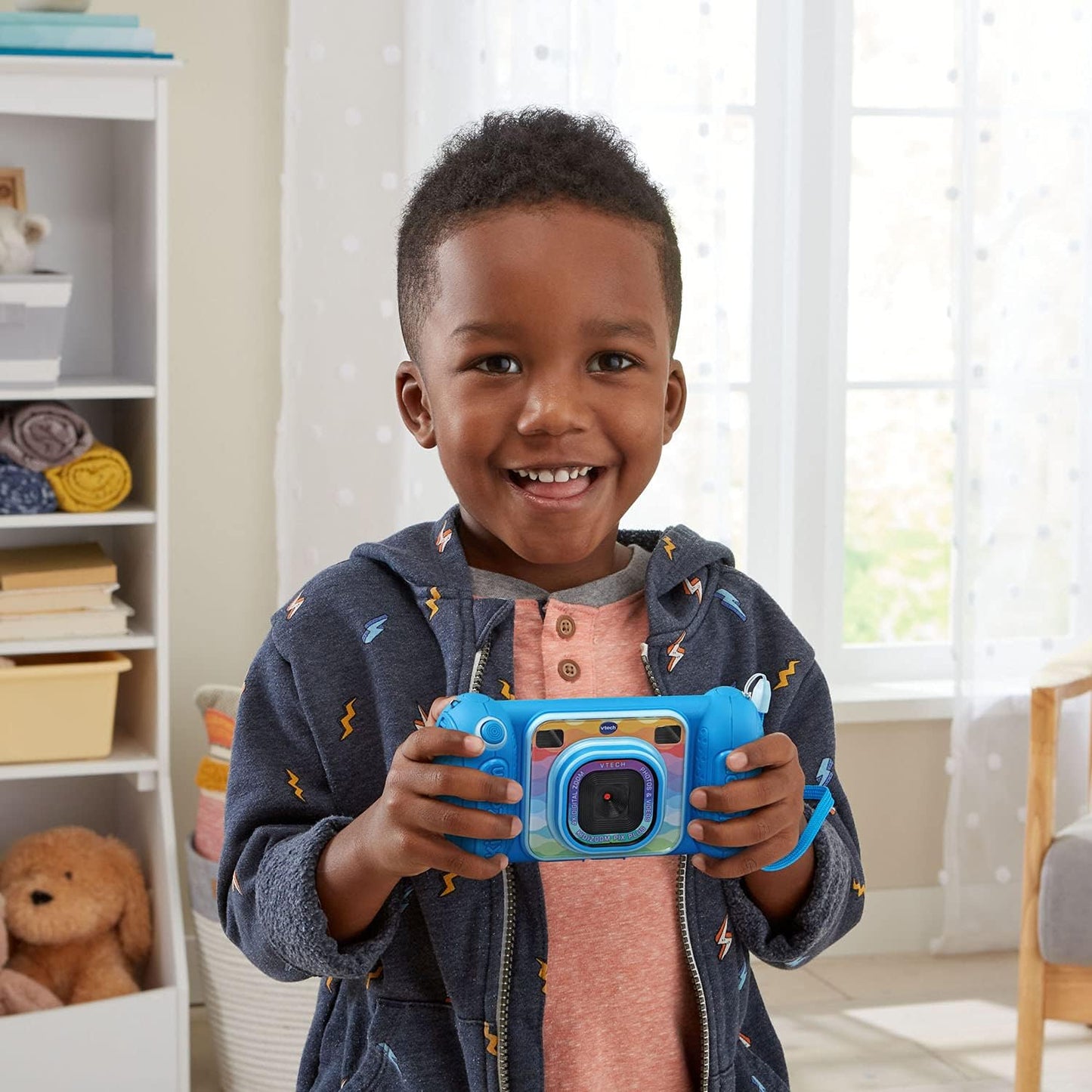 VTech KidiZoom Camera Pix Plus, Blue | Kids Digital Camera with 4X Digital Zoom, Selfie Mode, HD Photos & Videos, Voice Recorder, Games & Expandable Memory