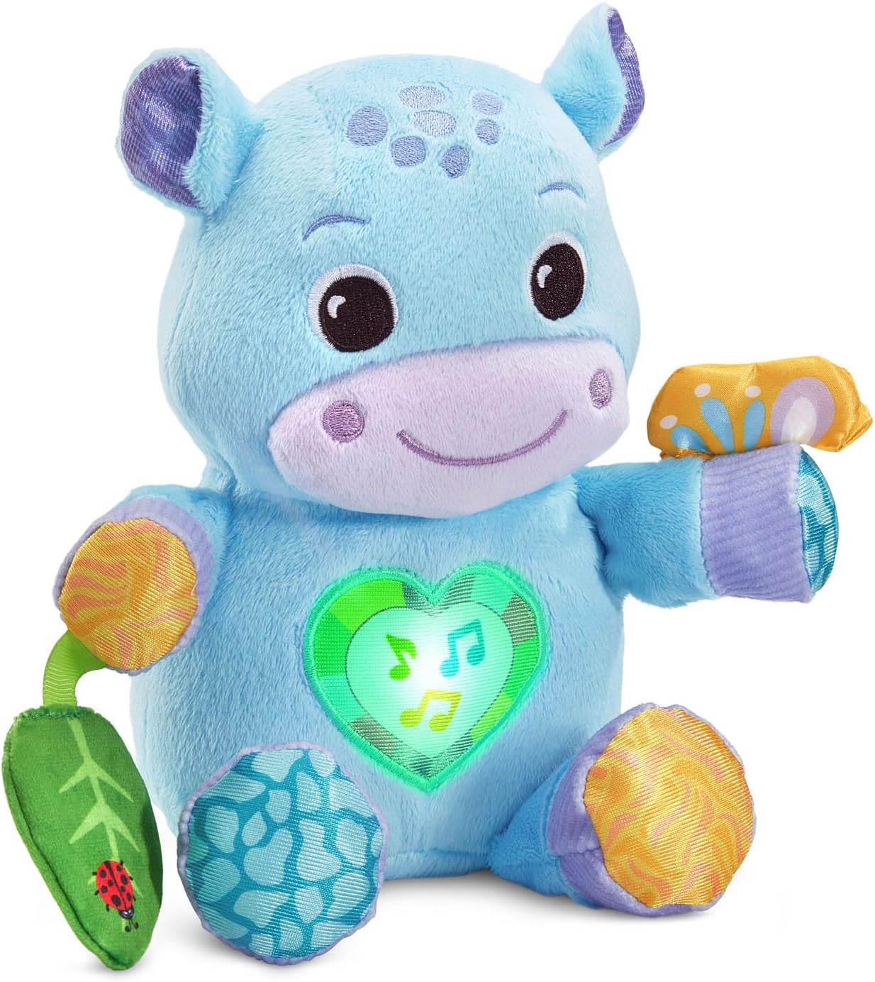 VTech Baby Hug-a-Hippo Musical Plush Learning Toy with Lights, Sounds & Sensory Activities | Blue
