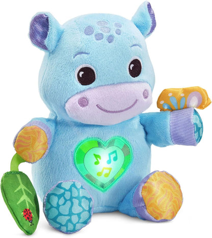 VTech Baby Hug-a-Hippo Musical Plush Learning Toy with Lights, Sounds & Sensory Activities | Blue