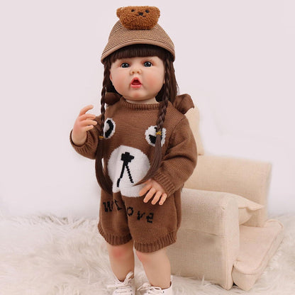Lifelike Reborn Baby Girl Doll – Toddler with Realistic Sound & Brown Hair