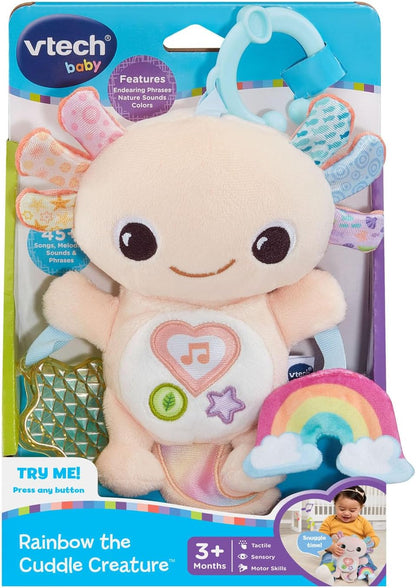 VTech Baby Rainbow the Cuddle Creature Musical Crib Hanging Toy with Lights, Sounds, Textures & Sensory Activities | Soft Plush Baby Toy