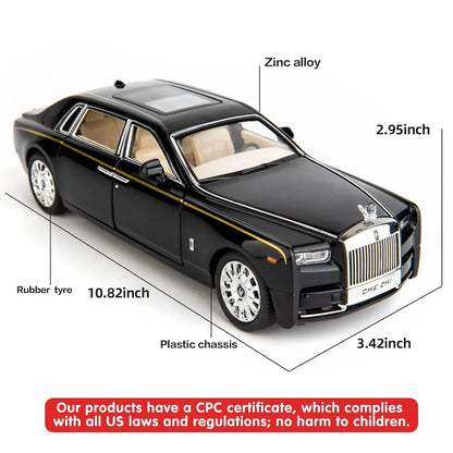 Che-ZHI  1:24 Scale Rolls-Royce Phantom Die-Cast Black Model with Lights and Sounds