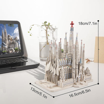 Piececool  3D Metal Puzzle La Sagrada Familia Cathedral Model – 450 Pieces – Level 6 Difficulty – Stainless Steel DIY Architecture Model Kit