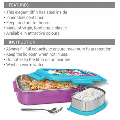 Milton Barbie Kids Lunch Box 700ml | School Tiffin Box with Secure Locking Clips | Portable Food Storage Container for School, Picnic & Travel