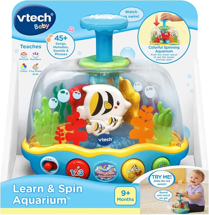 VTech Learn & Spin Aquarium | Interactive Musical Learning Aquarium Toy with Lights, Sounds & Spinning Sea Animals