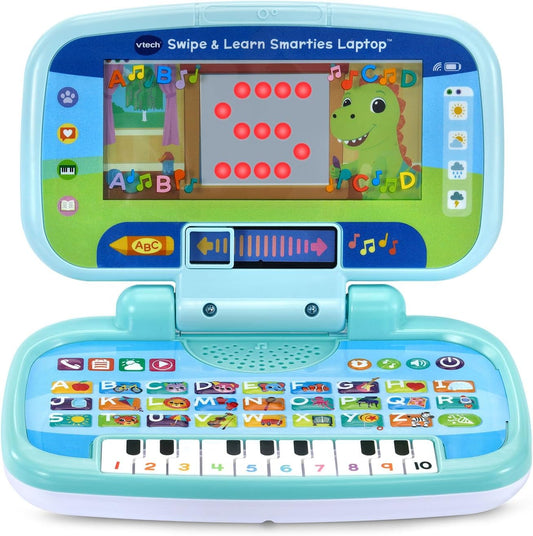 VTech Swipe and Learn Smarties Laptop | Interactive Educational Learning Laptop with ABC Keyboard, Piano Keys, Games & Music for Toddlers, Blue