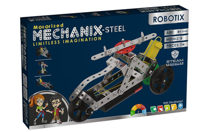 Zephyr Mechanix Steel Robotix Motorized Construction Kit – 114 Pieces, 8 Models, STEAM Toy, Ages 8+