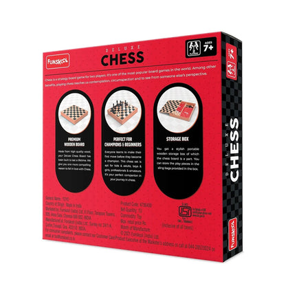 Funskool Deluxe Wooden Chess Set – Premium War & Strategy Board Game for Kids & Adults | Classic Wooden Board with Storage Box | 2 Players, Ages 7+