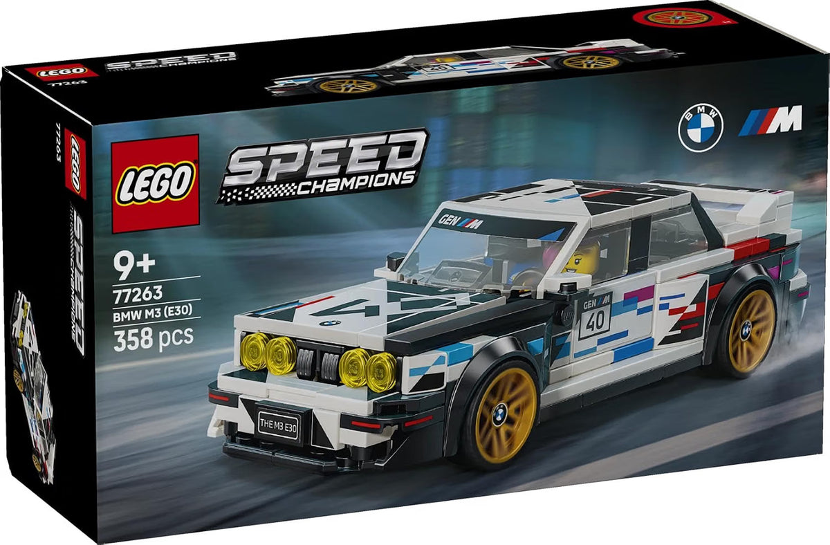 LEGO 77263 Speed Champions BMW M3 E30 – Collectible Race Car with Driver Minifigure, 358 Pieces, Ages 9+