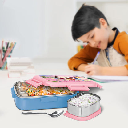 Milton Barbie 700ml Kids Lunch Box with Stainless Steel Inner Container | School Tiffin Box with Steel Snack Container