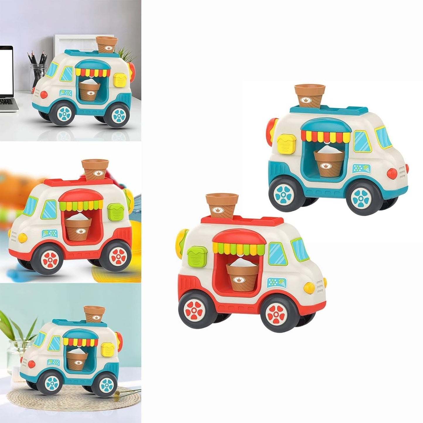Huanger Ice Cream Truck Toy for Kids – Interactive Musical Ice Cream Van with Lights & Sounds (12+ Months)
