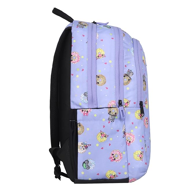 Arctic Fox 16 Inch Kids School Backpack – Purple Donut Print Multi-Compartment Backpack for School & Travel