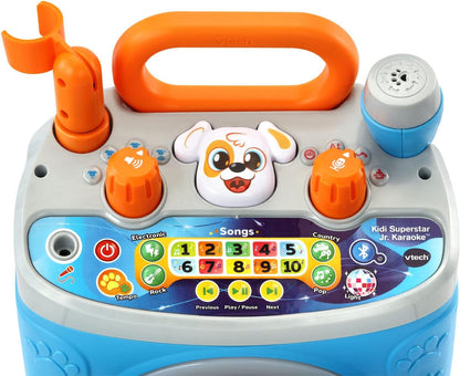 VTech Kidi SuperStar Jr. Karaoke Machine with Bluetooth® | Kids Portable Karaoke Speaker, Wired Microphone, LED Lights & Built-in Songs | Ages 3+