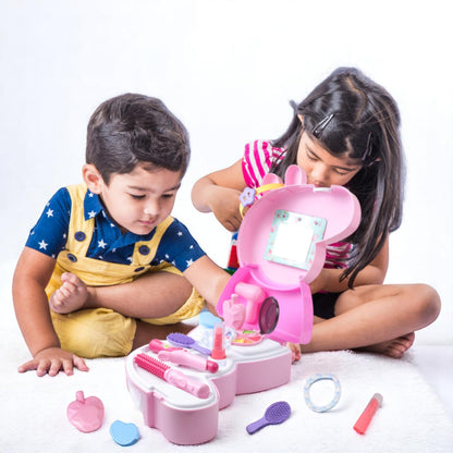 Peppa Pig Beauty Set Pretend Makeup Kit for Kids | Portable Vanity Play Set with Mirror, Hair Dryer & Beauty Accessories | Carry Case Toy | Ages 3+
