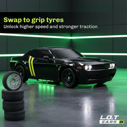L.O.T Cars Shadow RC Drifter Tarmac Black | 1:20 Scale Remote Control Drift Car with 2.4GHz Wireless Remote, 4WD, Variable Speed Steering, LED Lights & Dual Speed Mode