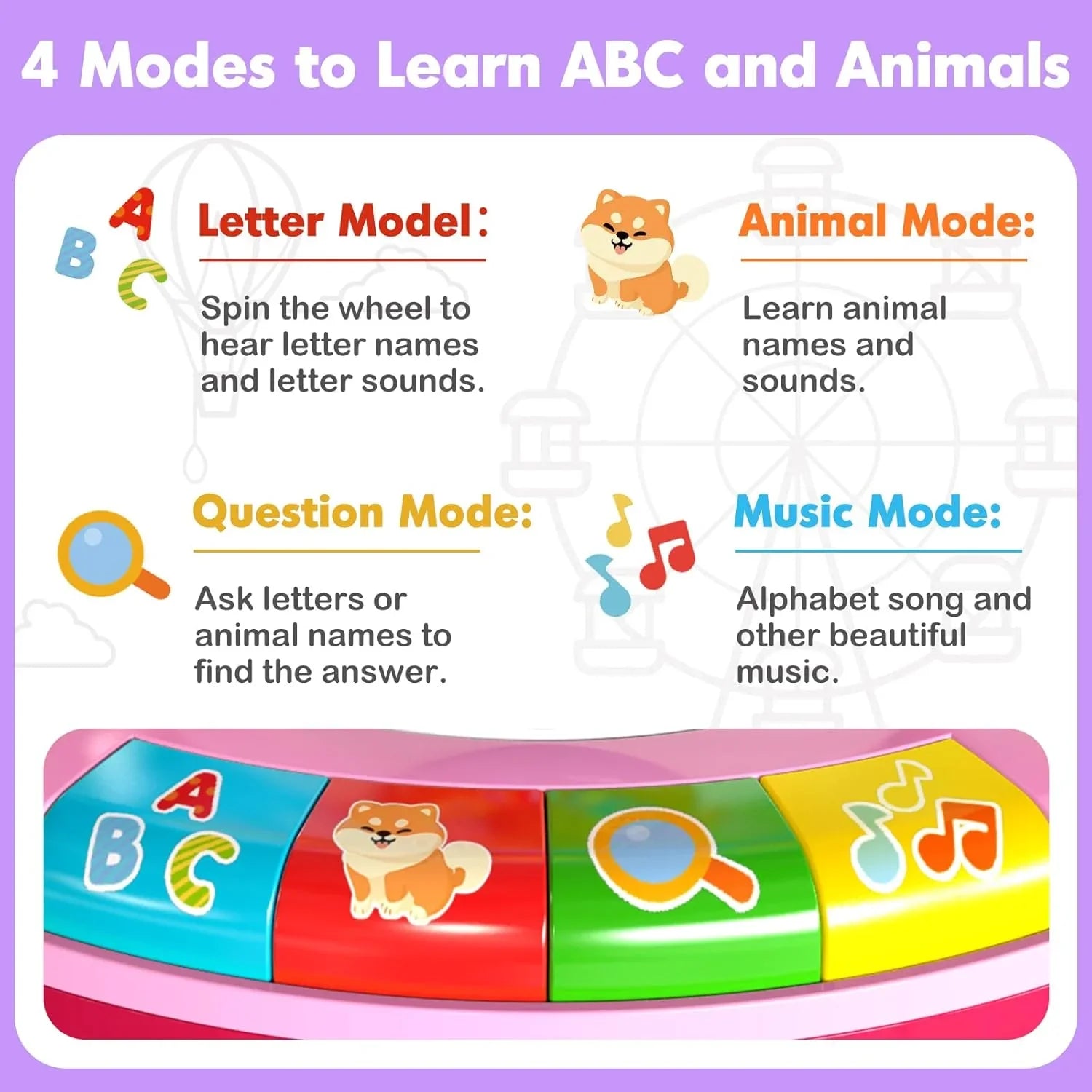 Musical Spin & Sing Alphabet Zoo Infant Toys – Interactive Learning Toy for Toddlers Ages 6–18 Months | Educational Gift for Baby Boys & Girls (1–3 Years) - Pink - Jaiman Toys