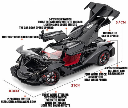 Joy Junction Apollo IE Smoke 1:24 Scale Die-Cast Hypercar Model with Sound & Light – Pull Back Metal Sports Car Toy for Collectors