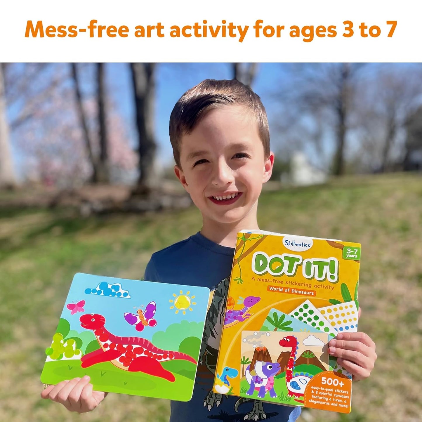 Skillmatics Art Activity - Dot It Dinosaurs, No Mess Sticker Art for Kids, Craft Kits, DIY Activity, Gifts for Boys & Girls Ages 3, 4, 5, 6, 7, Travel Toys for Toddlers, Paper, Multicolor