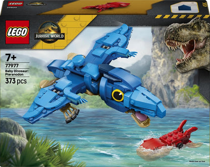 LEGO 77977 Jurassic World Baby Dinosaur: Pteranodon – Posable 373-Piece Building Toy with Squid, Ages 7+