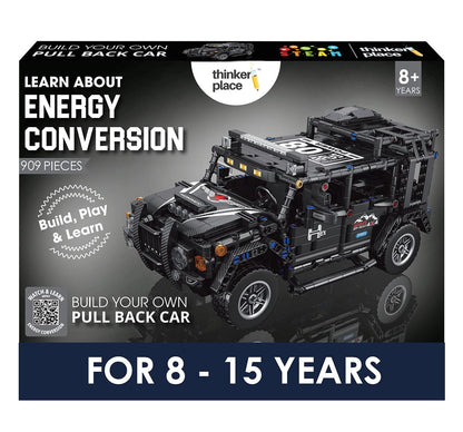 ThinkerPlace 1:14 DIY Blocks Pull-Back Jeep | Buildable STEM Construction Off-Road Toy Car for Kids 8+