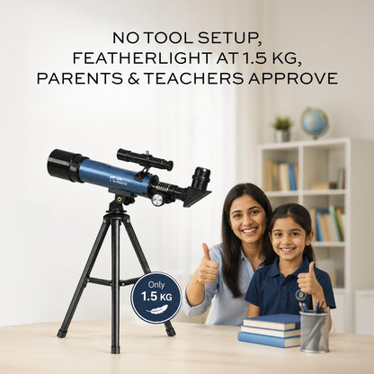 Pie Matrix Neo 50/360 HD Refractor Telescope for Kids & Beginners with 36x Magnification, 360° Rotating Tripod, Phone Holder & Travel Bag