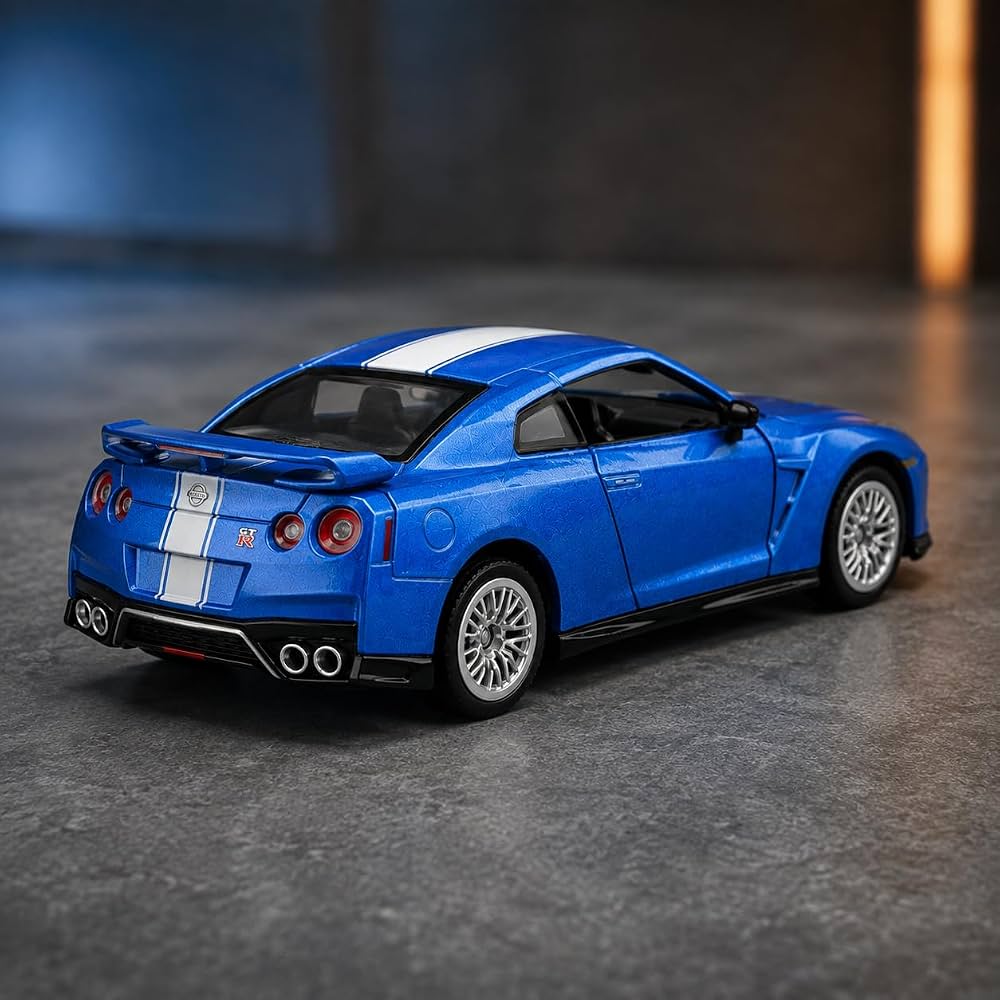 CCA 1:64 Nissan GT-R R35 S03-01 Blue & White Die-Cast Model Car | Premium JDM Sports Car Collectible