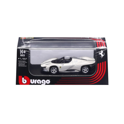 Bburago 1:64 Ferrari Daytona SP3 White Diecast Model Car with Display Case