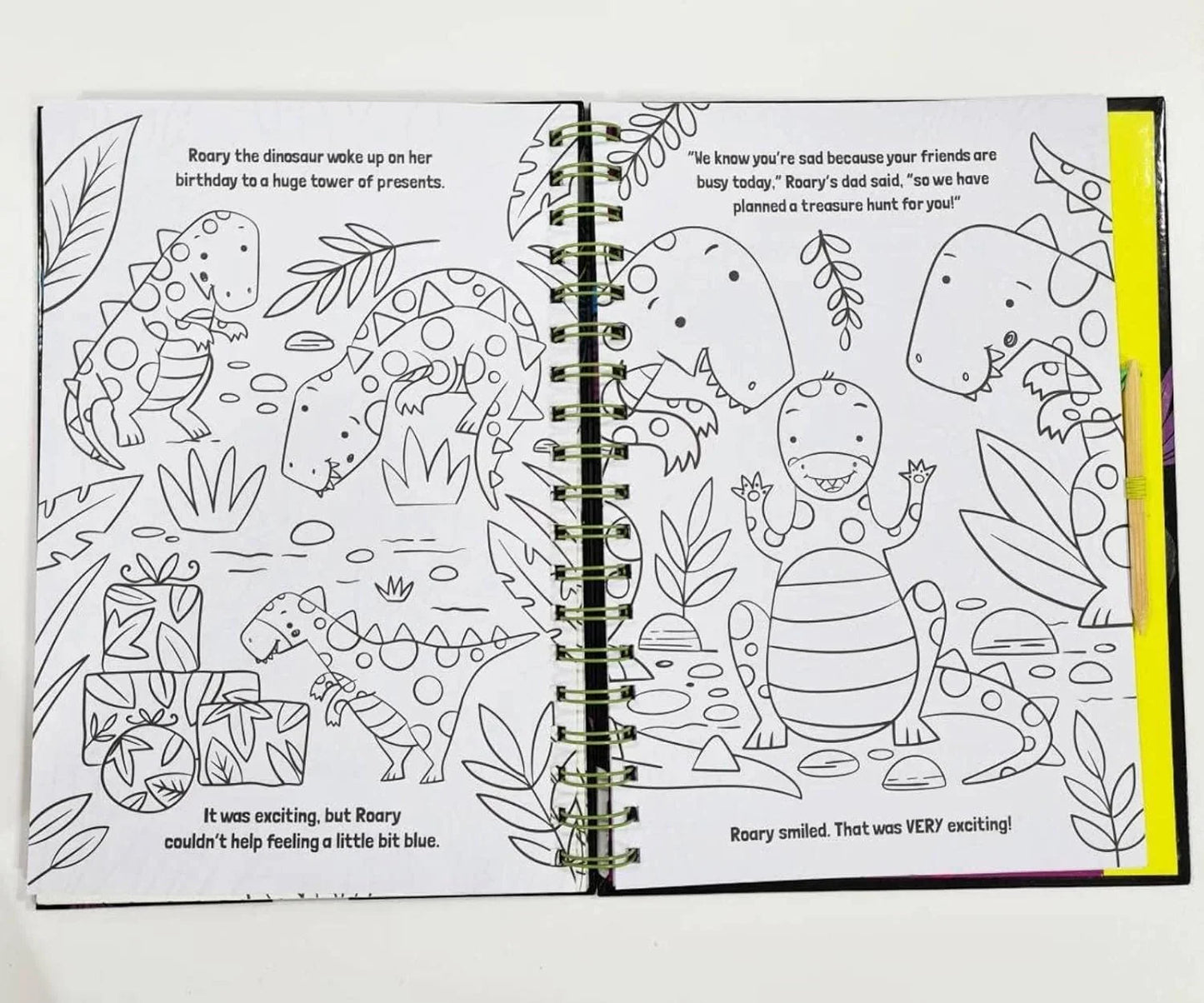 Dinosaur Scratch Art Activity Book for Kids –  Scratch Pages, Colouring Sheets, Stylus & Bonus Story