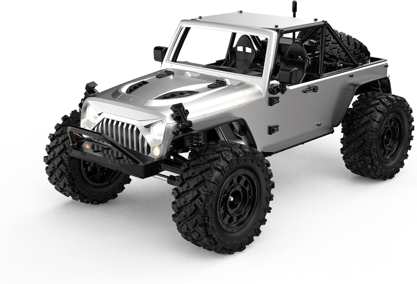 MJX R/C H12Y+ 1/12 Scale 4WD Brushless RC Rock Crawler | High-Torque 3650 BLDC Motor, Aluminium Body, All-Terrain Off-Road Remote Control Truck with 2.4GHz Radio System for Adults (Silver)