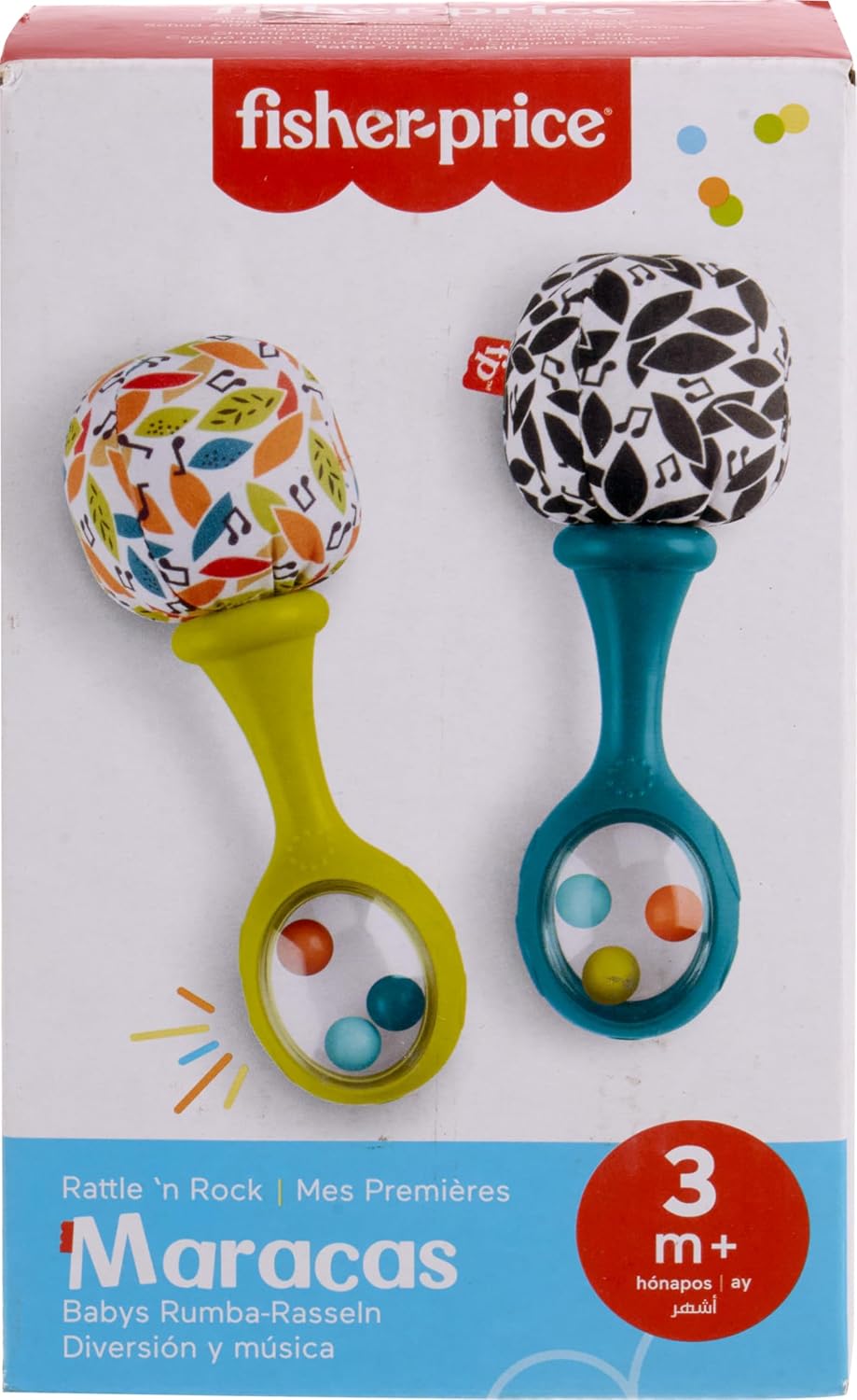 Fisher-Price Rattle 'n Rock Maracas Baby Toy | Soft Musical Sensory Rattles for Infants | Easy-Grip Shaker Toys | 3 Months+