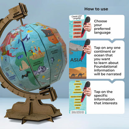 goDiscover Interactive Talking Globe with Smart Pen | Multilingual Geography Learning Toy for Kids