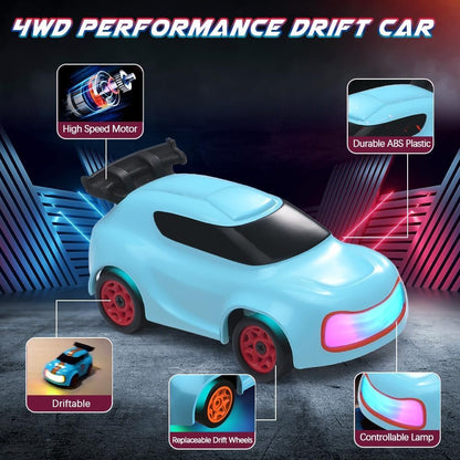 Mini RC Drift 1/64 Car 4WD 2.4GHz High-Speed Remote Control Racing Car Toy for Kids & Adults – Blue