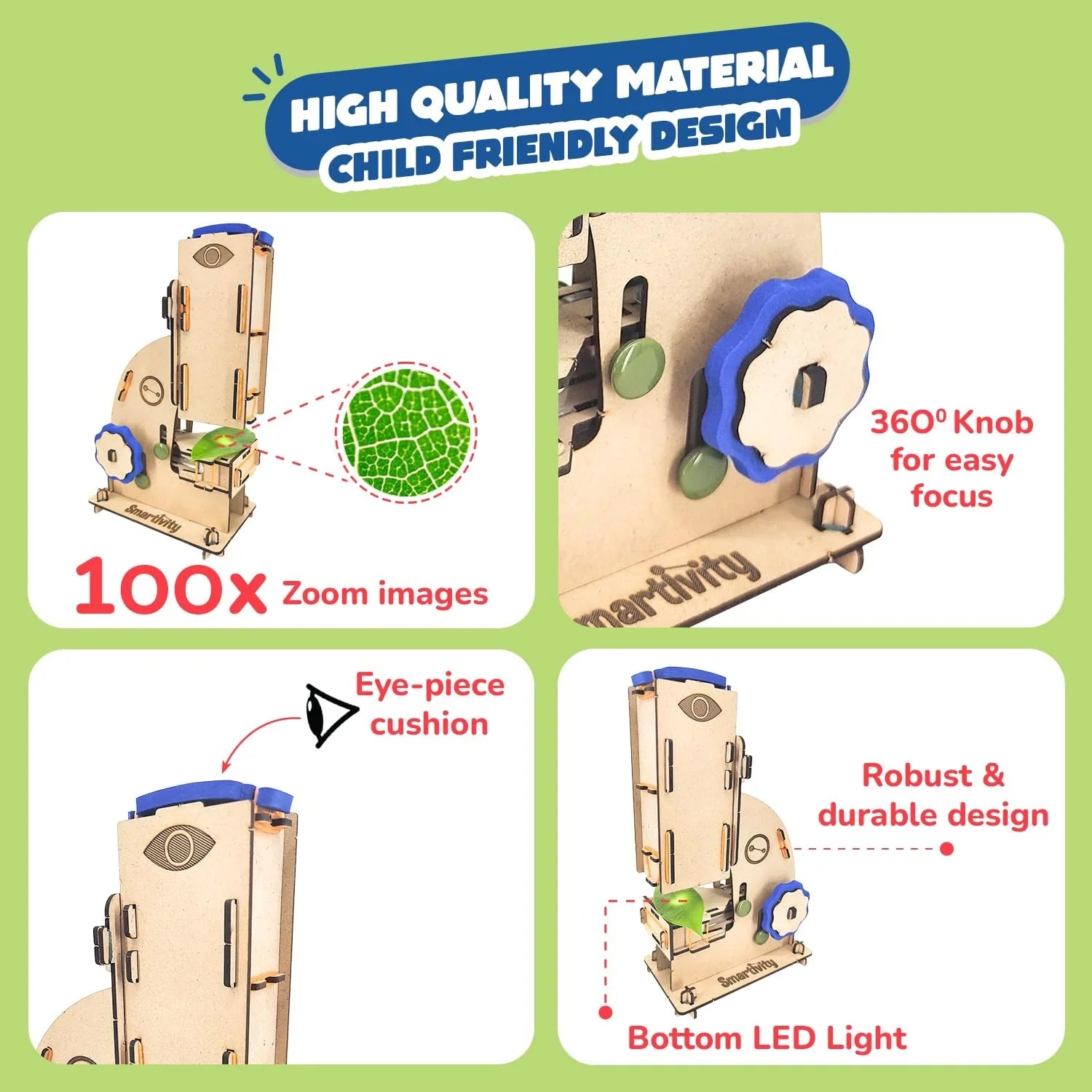 Smartivity Microscope Toy 100x Zoom for Kids 8-14 | STEM Science Kit | DIY Educational Toy | Birthday Gift for Boys & Girls - Jaiman Toys