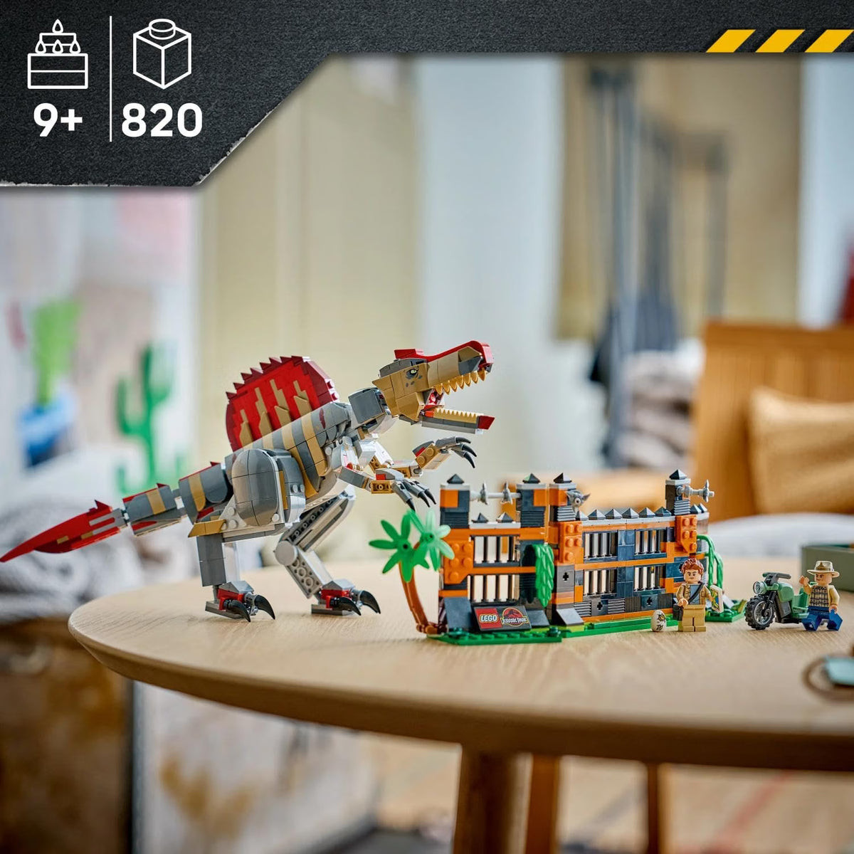 LEGO 77982 Jurassic World Spinosaurus Dinosaur Escape – 820-Piece Posable Dinosaur Playset with 2 Minifigures, Ages 9+