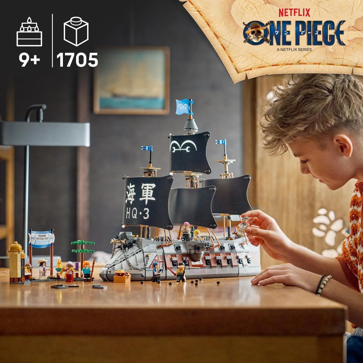 LEGO 75646 ONE PIECE Garp’s Marine Battleship – 1,705-Piece Ship Building Set with 8 Minifigures, Ages 10+