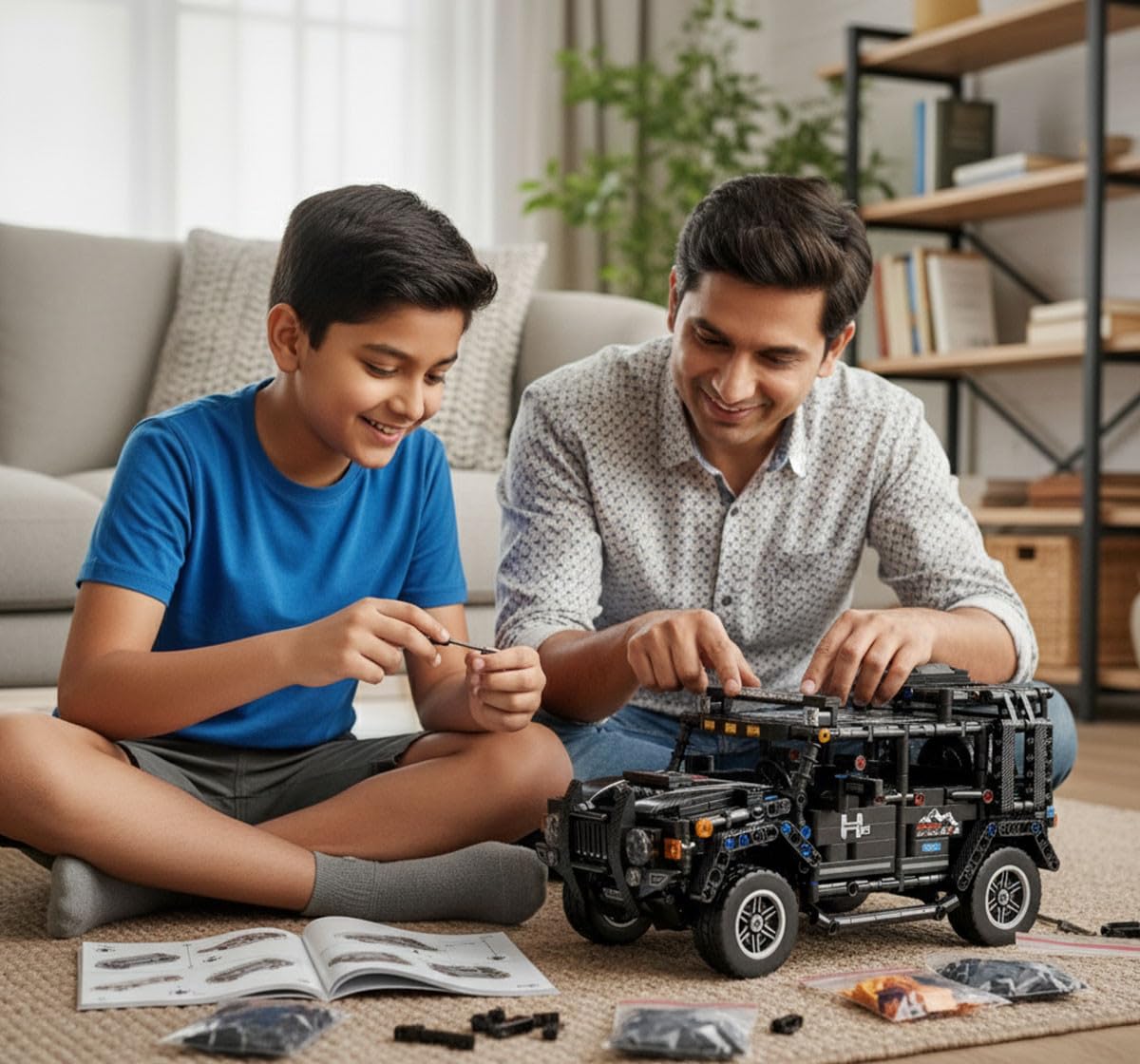 ThinkerPlace 1:14 DIY Blocks Pull-Back Jeep | Buildable STEM Construction Off-Road Toy Car for Kids 8+