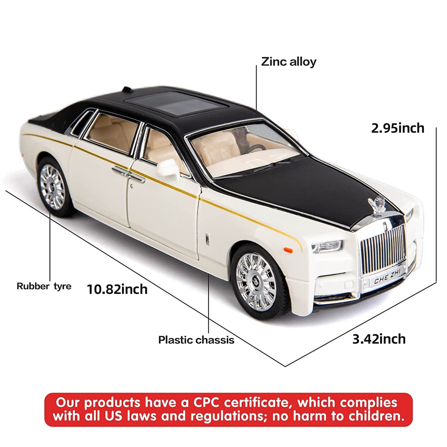 HQT 1:22 Scale Die-Cast Luxury Car Model with Light & Sound – Pull Back Action