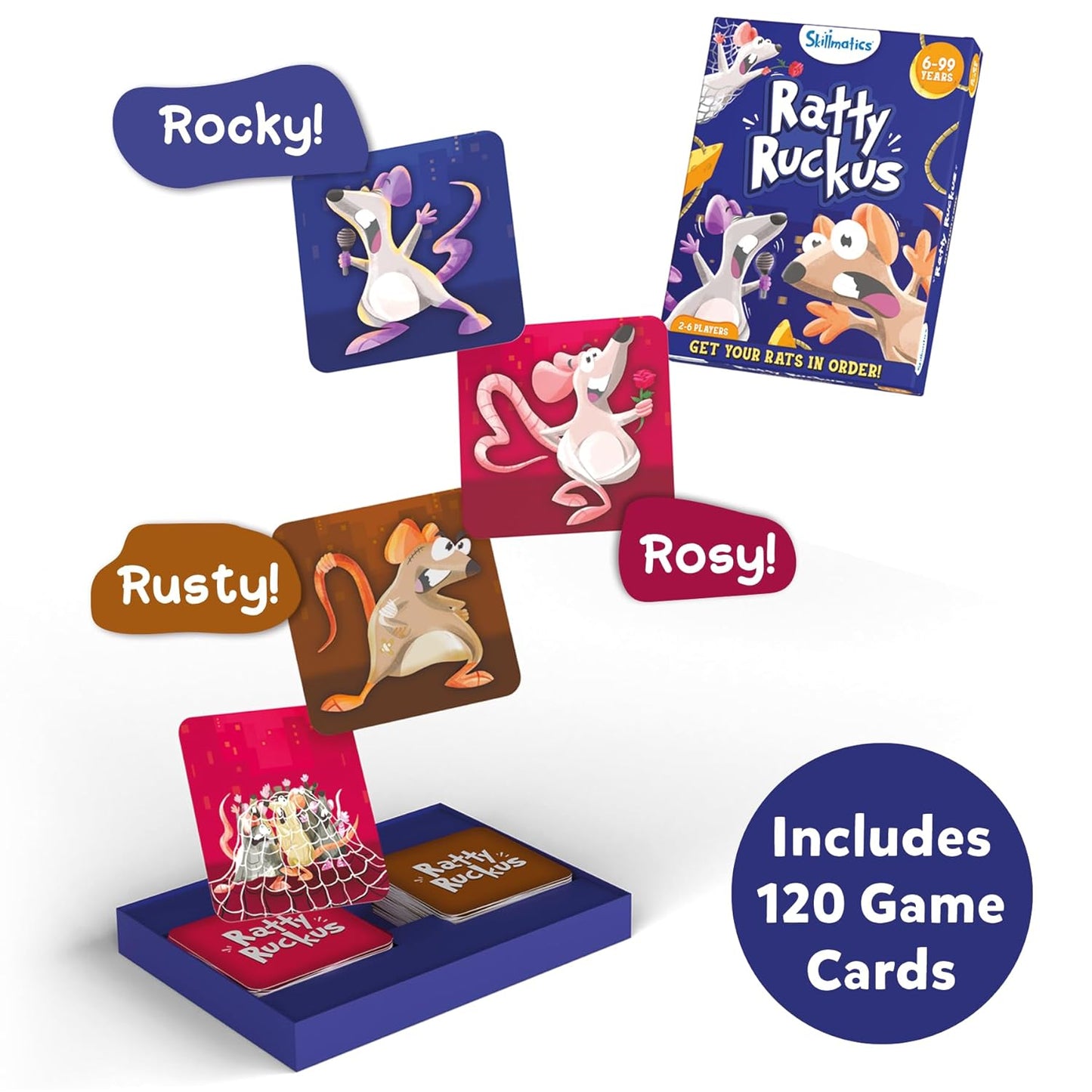 Skillmatics Card Game - Ratty Ruckus, Fun for Family Game Night, Perfect for Board Game Lovers, Gifts for Girls, Boys, Teens, Adults Ages 6, 7, 8, 9 and Up, Tic-Tac-Toe with a Twist