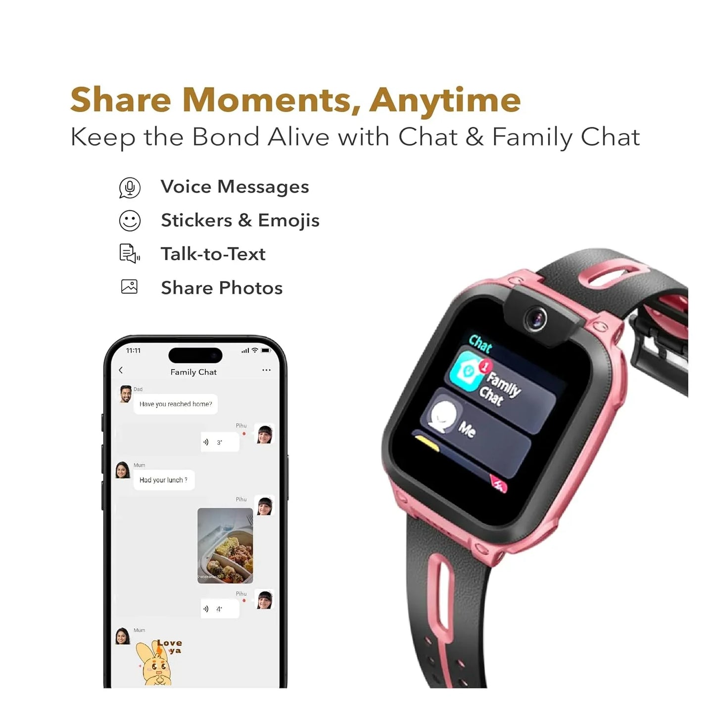 IMOO Kids Phone Watch Z1 – Kids Smart Watch with GPS Tracker, 4G Video & Voice Calls, Advanced Parental Controls, Durable Quality with IPX8 Water Resistance, SOS, for Kids (Grapefruit Red) - Jaiman Toys