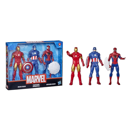 Marvel 6‑Inch Action Figure 3‑Pack – Iron Man, Spider‑Man & Captain America – For Kids 4+ - Jaiman Toys