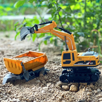 RC JCB Toy Excavator 1:22 Scale Remote Control Construction Vehicle with Lights, Sounds & Rotation Digger Truck for Kids