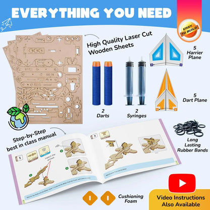 Smartivity 2in1 Hydraulic Aeroplane & Dart Launcher Toy – DIY Science Kit for Kids 6-14 - Jaiman Toys