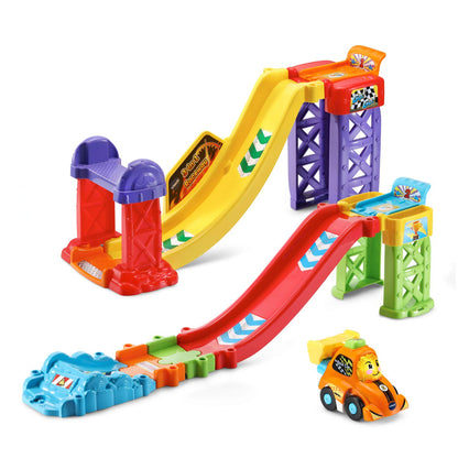 VTech Go! Go! Smart Wheels 3-in-1 Launch & Go Raceway | Interactive Race Track Playset with SmartPoint Race Car | Educational Toy for Ages 1–5