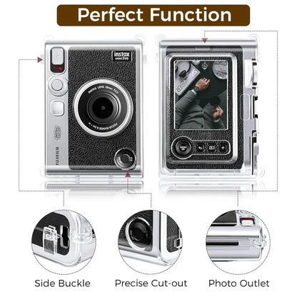 Crystal Clear Protective Case for Fujifilm Instax Mini Evo – Sleek Transparent PC Shell with Attachable Loop - Jaiman Toys