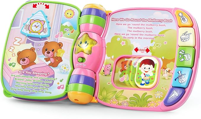 VTech Musical Rhymes Book | Interactive Learning Book with Songs, Lights, Instrument Buttons & Nursery Rhymes | Pink