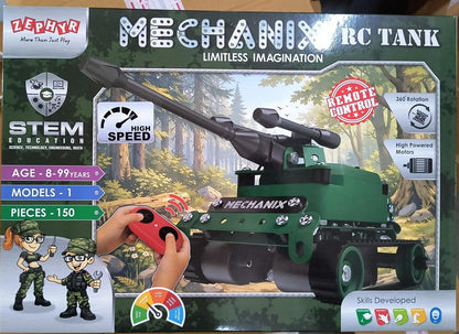 Zephyr Mechanix RC Tank – 150-Piece Remote Control STEM Building Kit, Ages 8+