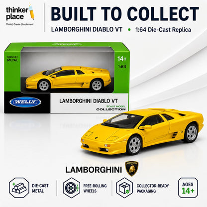 Welly 1:64 Lamborghini Diablo Yellow Die-Cast Metal Model Car